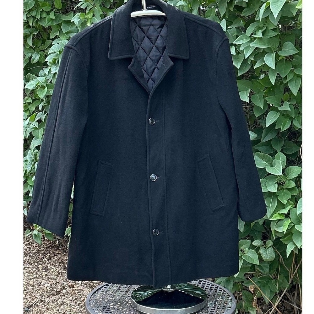 Lauren Ralph Lauren Mens Black Wool Blend Quilted Lined Car Coat Jacket‎ RN51711